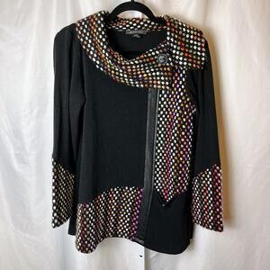 Michael Tyler Women’s M Pullover Sweater Colorful Woven Trim Lagenlook Art
